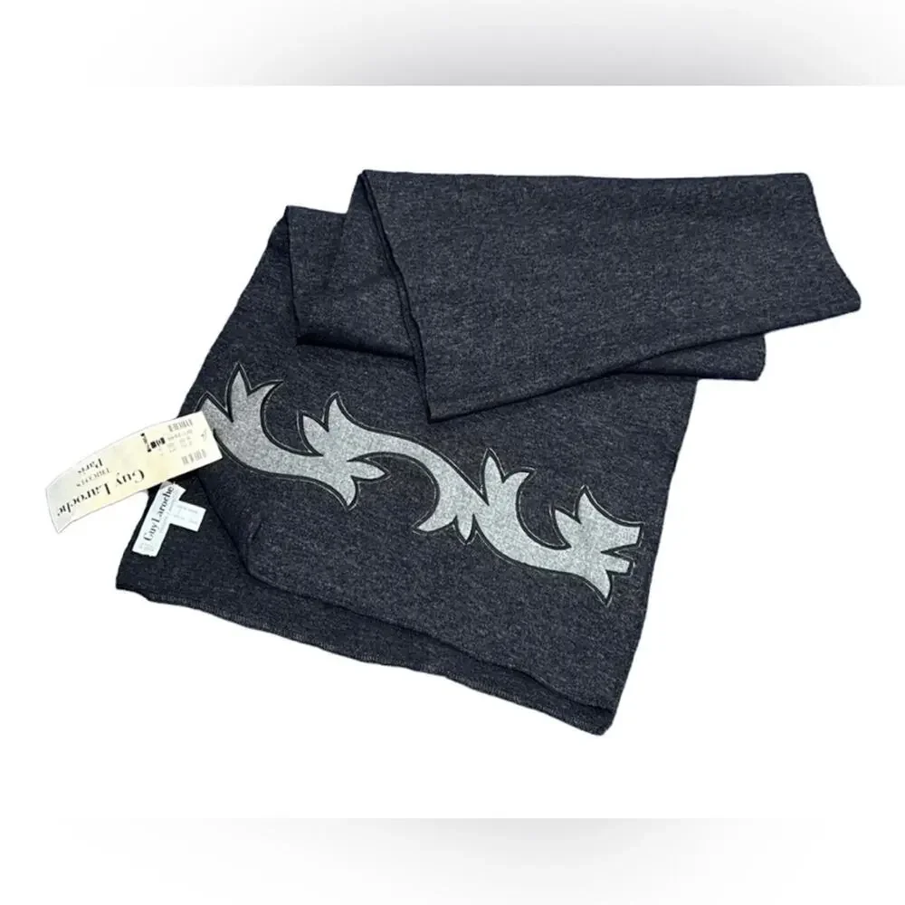 Vintage Guy Laroche Scarf Shawl Knit with Appliqué Deadstock NWT